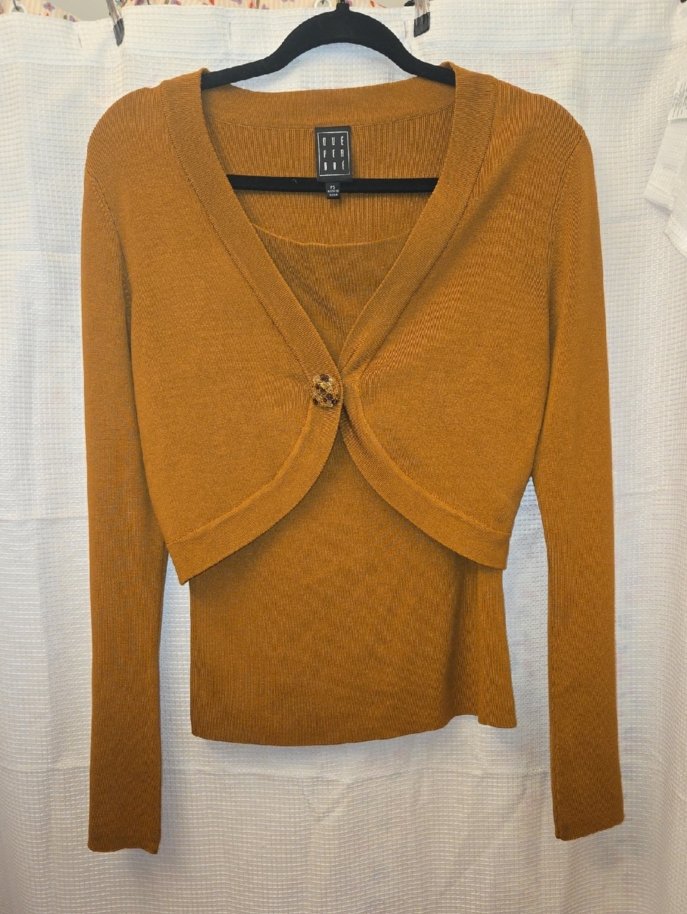 Due Per Due Rust Brown Silk Blend Two-Piece Knit Bolero Set Petite Small